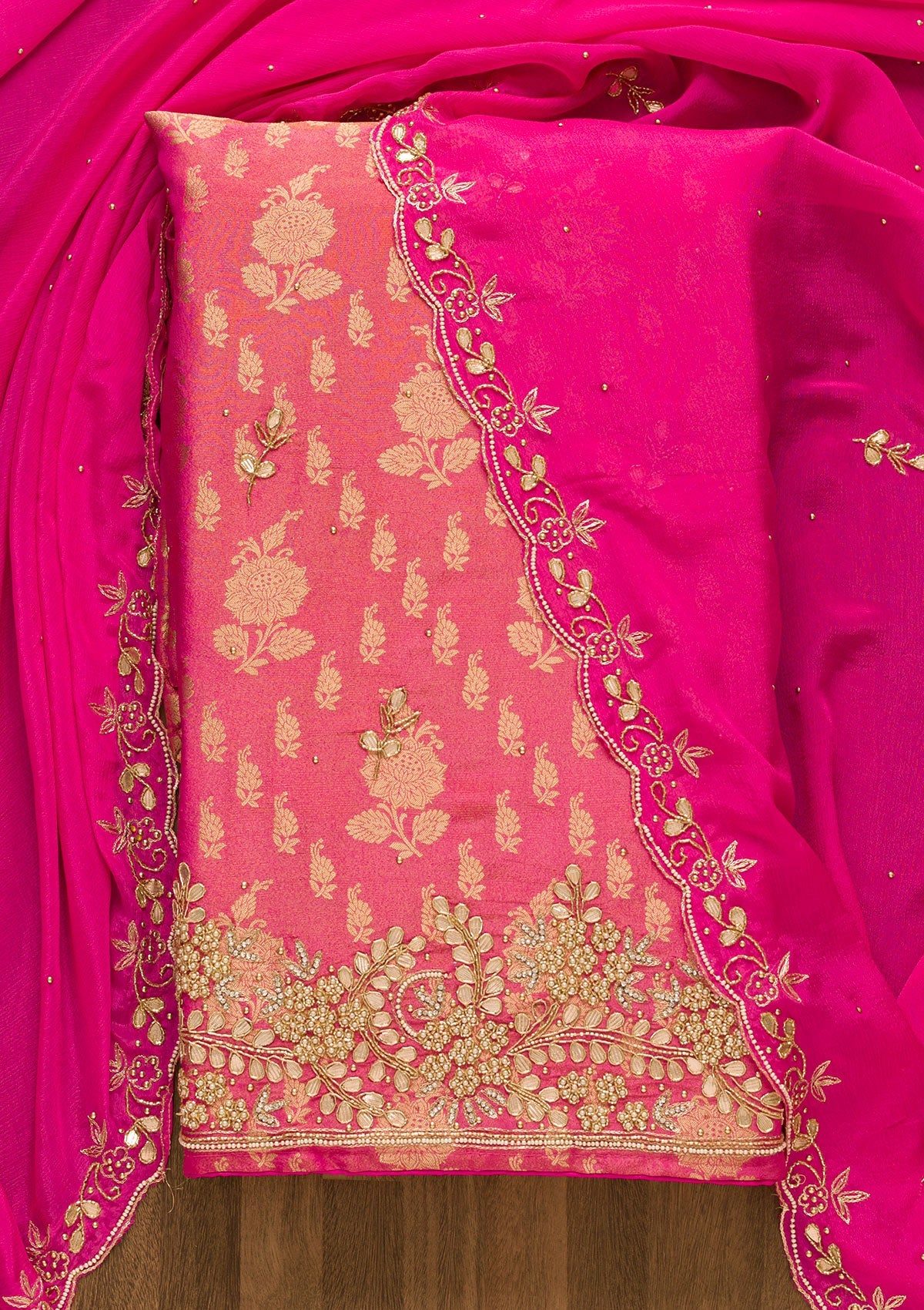 Rani Pink Gotapatti Brocade Salwar Kameez-Koskii