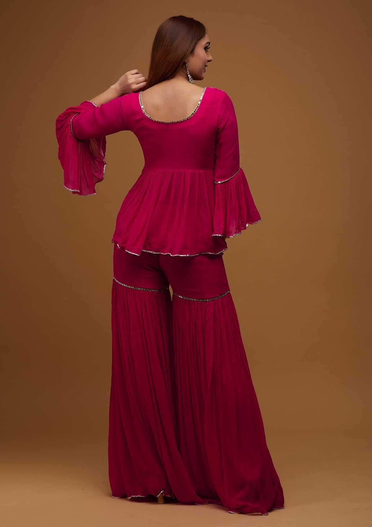 Rani Pink Gotapatti Georgette Designer Readymade Salwar Suit - Koskii