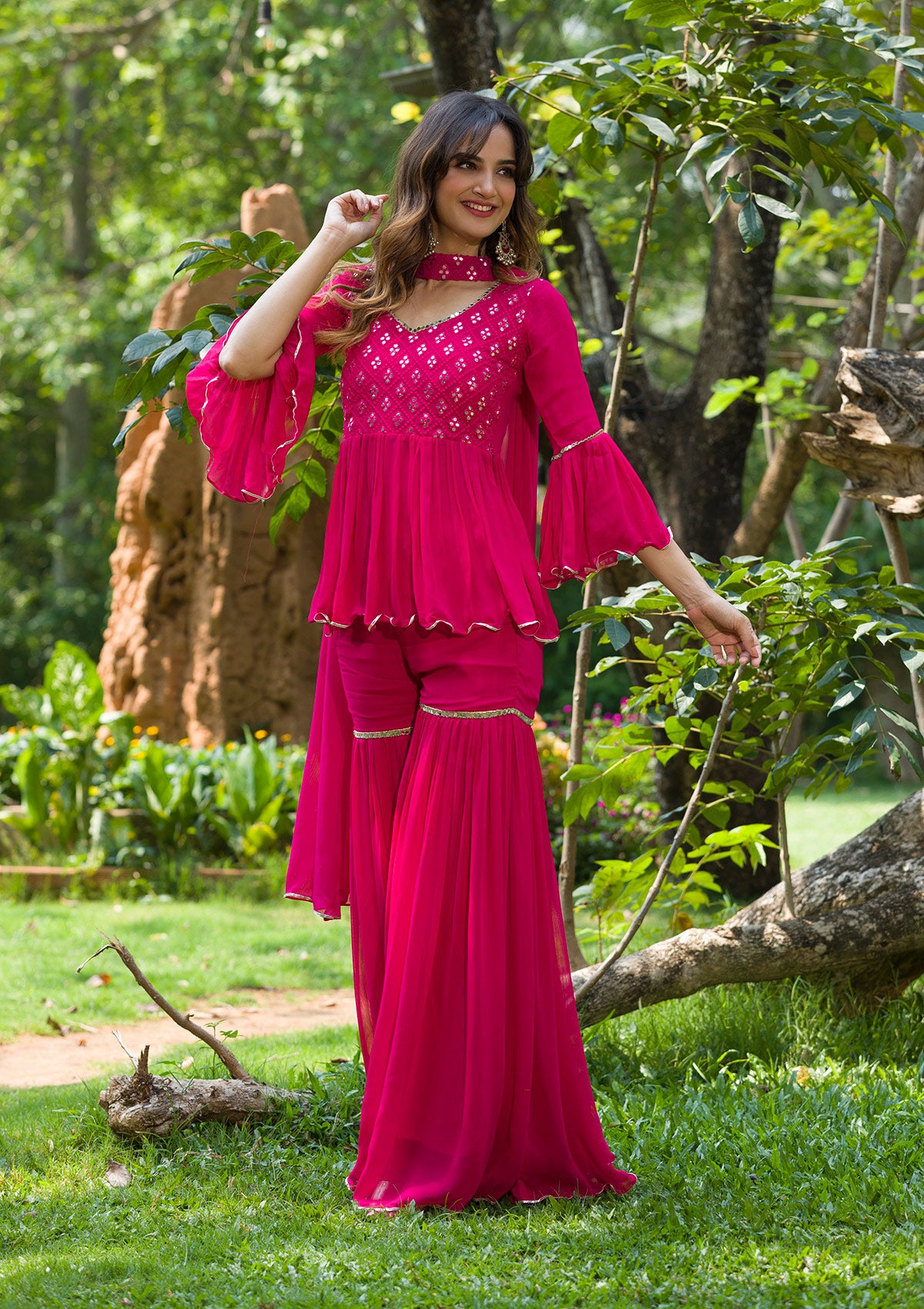 Rani Pink Gotapatti Georgette Designer  Salwar Kameez-Koskii