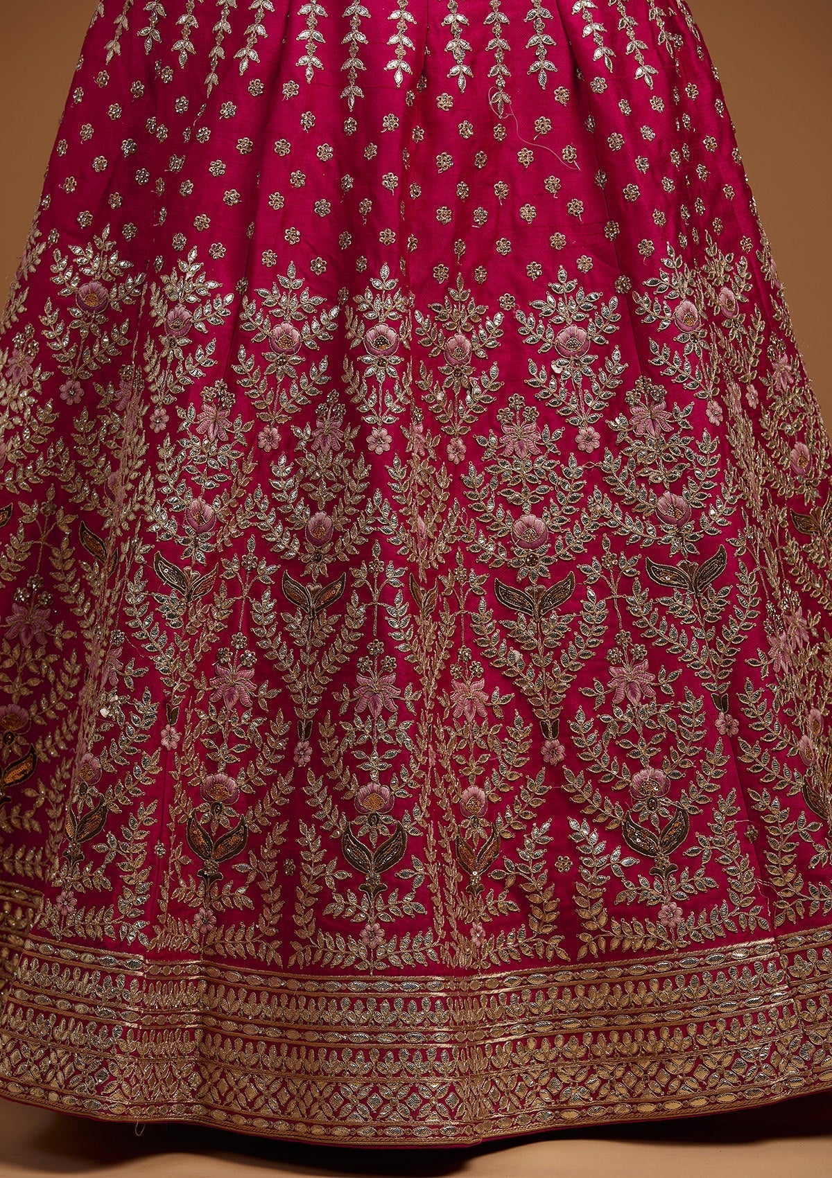 Rani Pink Gotapatti Raw Silk Designer Lehenga-Koskii