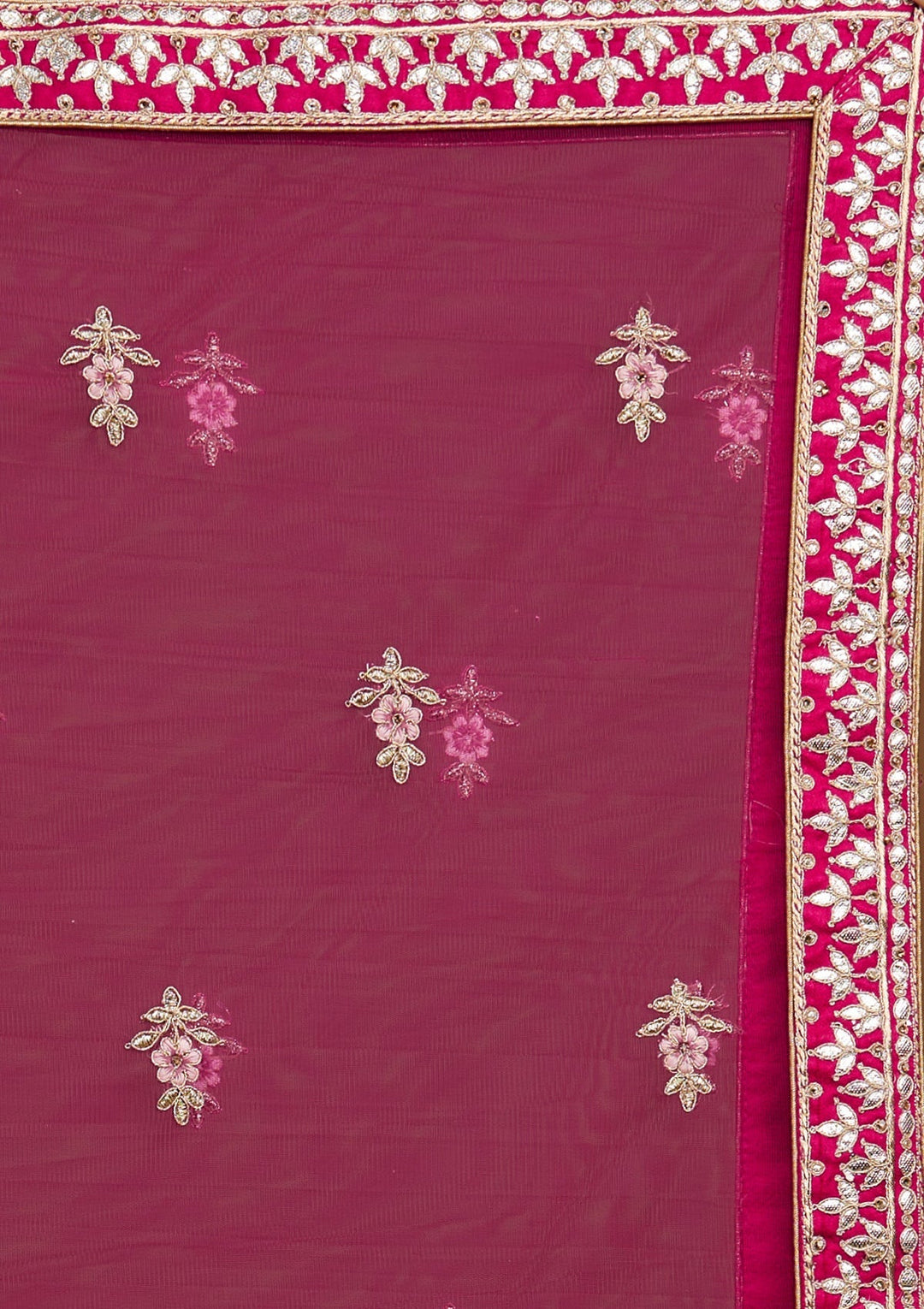Rani Pink Gotapatti Raw Silk Designer Lehenga-Koskii