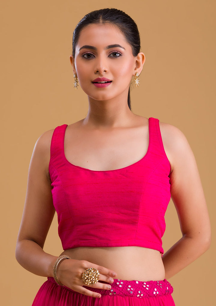 Rani Pink Raw Silk Blouse-Koskii
