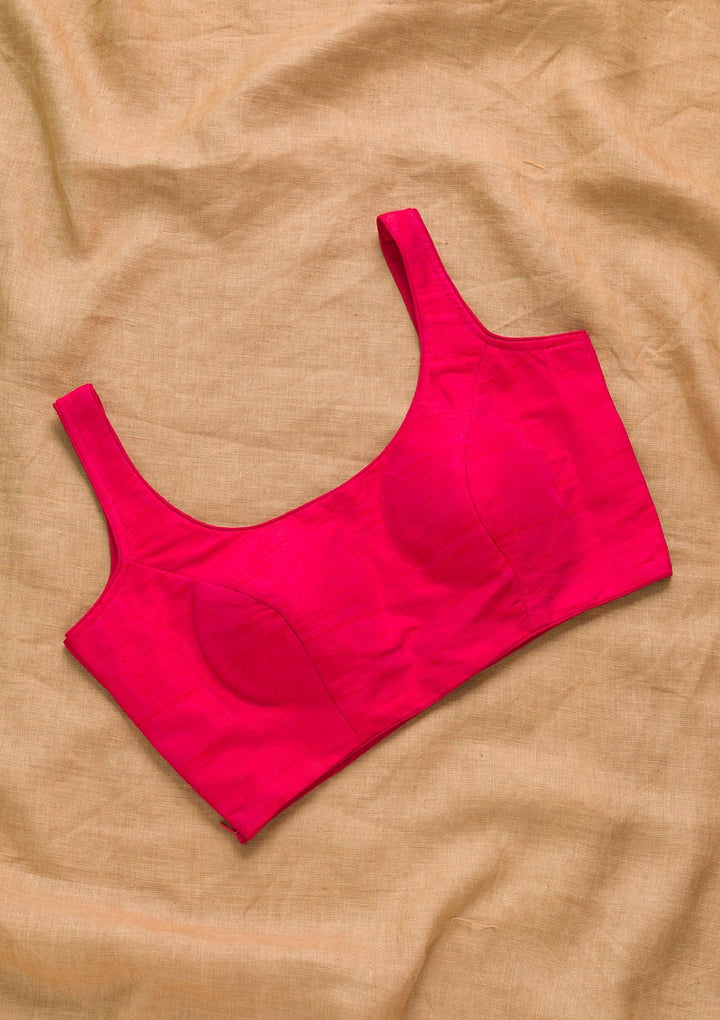 Rani Pink Raw Silk Blouse-Koskii