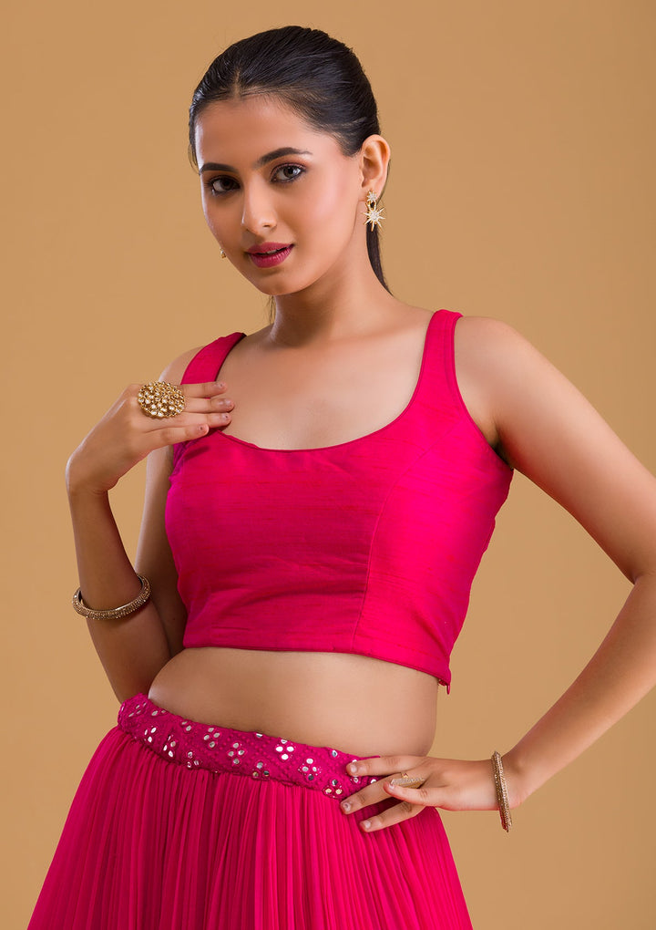 Rani Pink Raw Silk Blouse-Koskii
