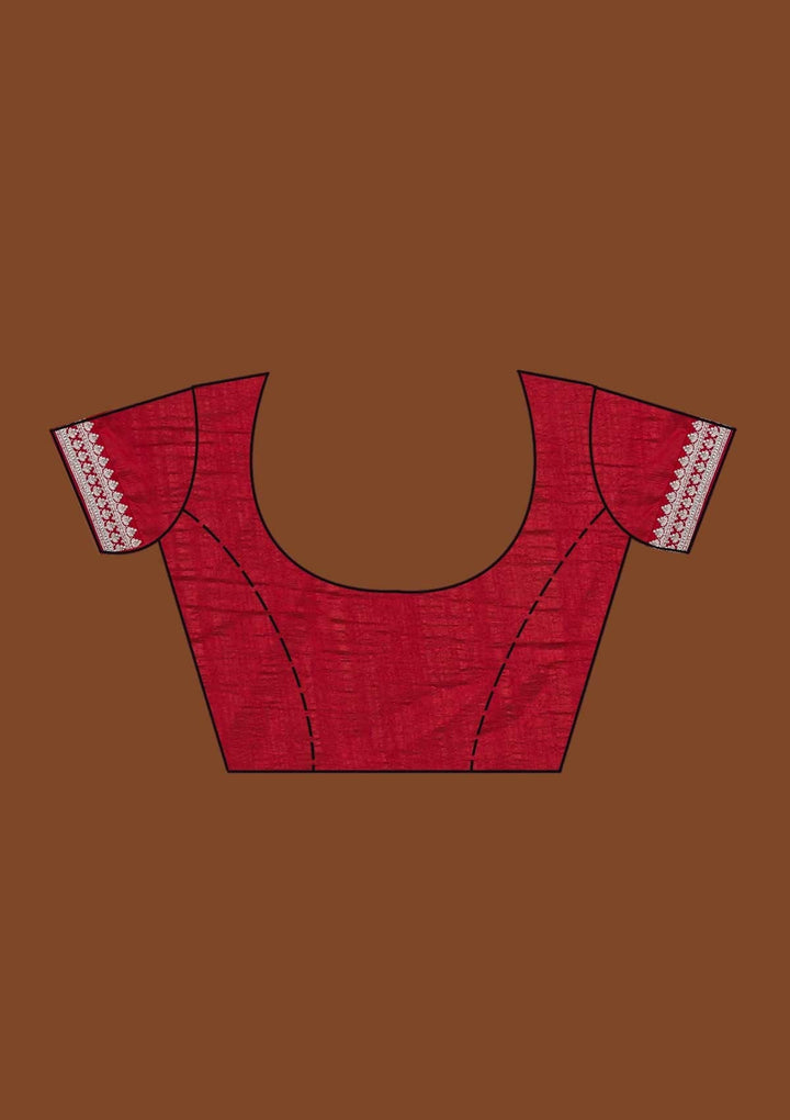 Rani Pink Silver Zariwork Raw Silk Saree-Koskii