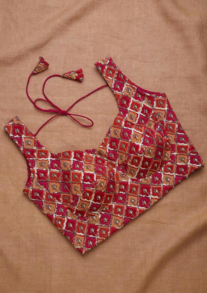 Rani Pink Sequins Georgette Blouse-Koskii