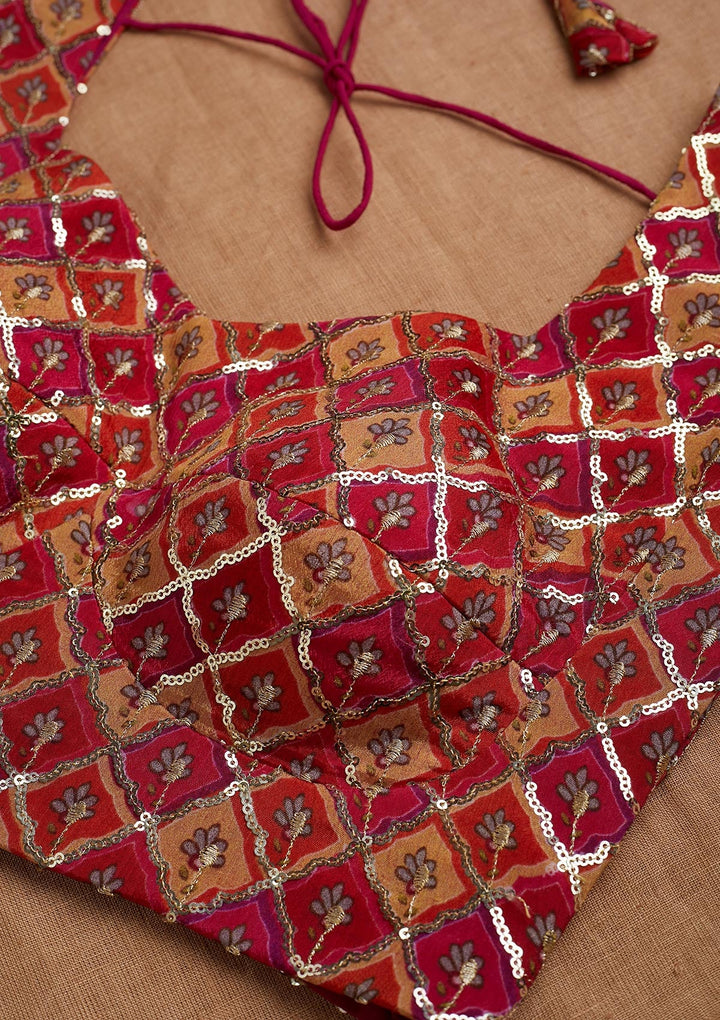 Rani Pink Sequins Georgette Blouse-Koskii