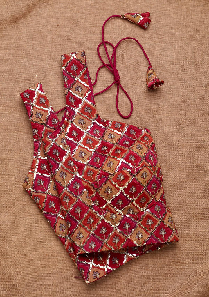 Rani Pink Sequins Georgette Blouse-Koskii