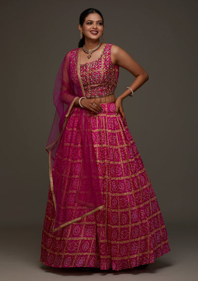 Rani Pink Sequins Georgette Designer Lehenga - Koskii