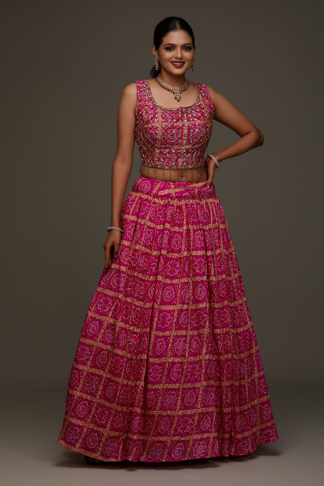 Rani Pink Sequins Georgette Designer Lehenga - Koskii