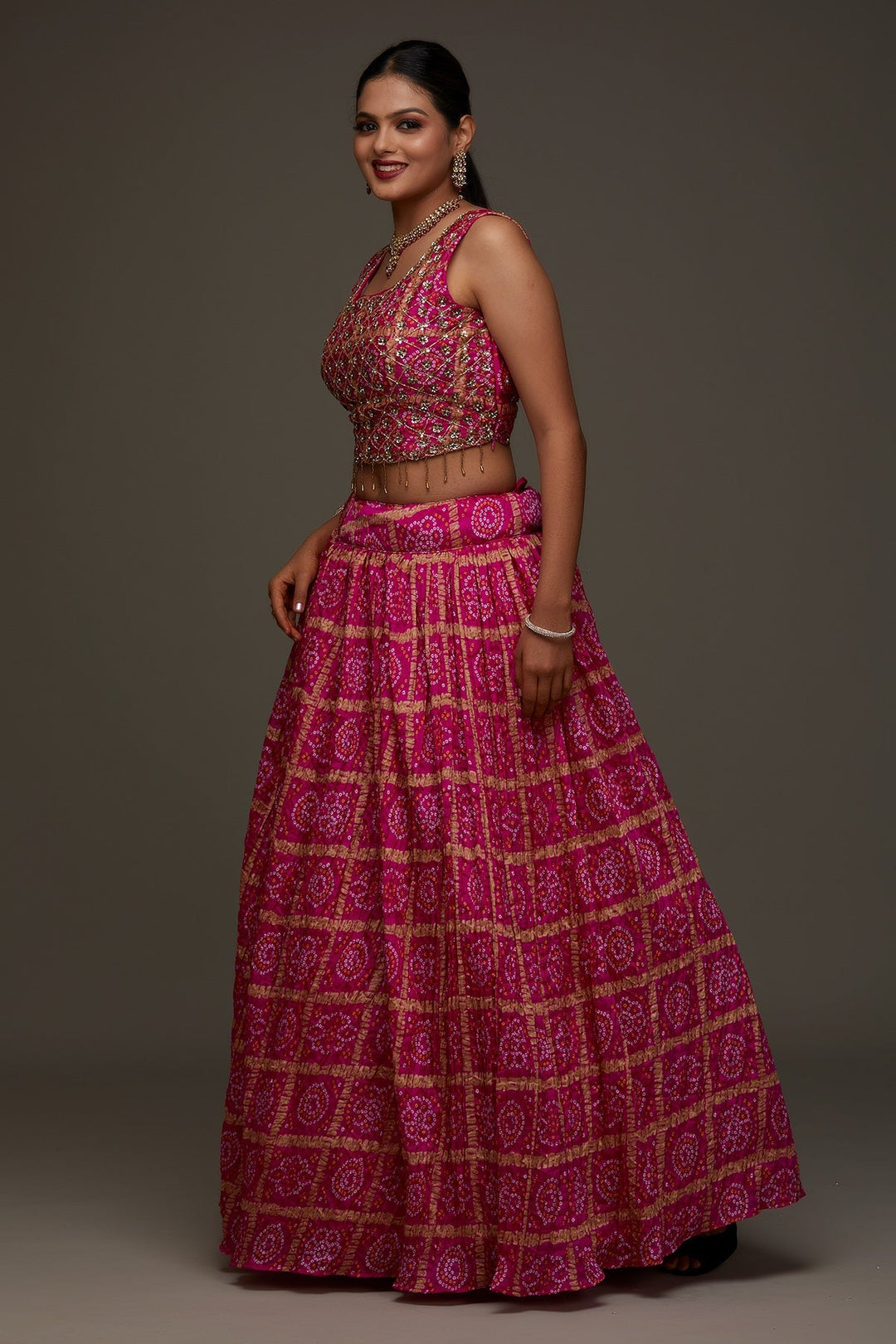 Rani Pink Sequins Georgette Designer Lehenga - Koskii