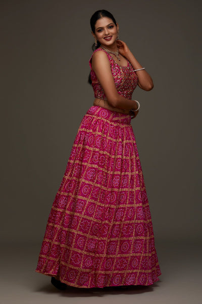 Rani Pink Sequins Georgette Designer Lehenga - Koskii