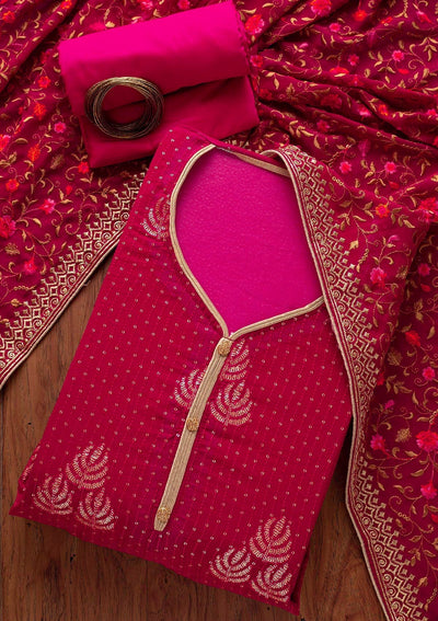 Rani Pink Sequins Georgette Designer Semi-Stitched Salwar Suit - koskii