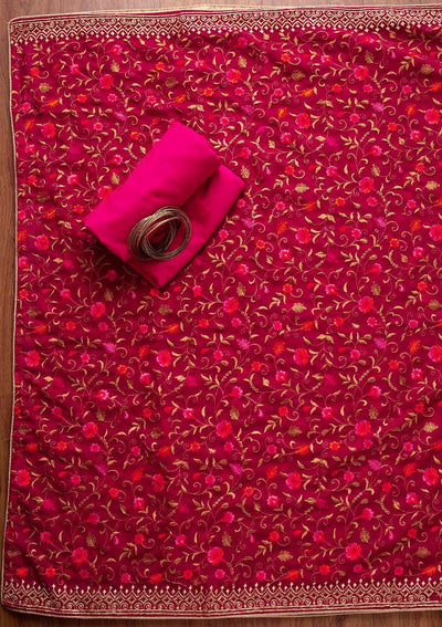 Rani Pink Sequins Georgette Designer Semi-Stitched Salwar Suit - koskii