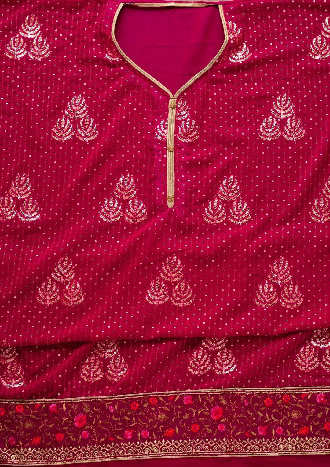 Rani Pink Sequins Georgette Designer Semi-Stitched Salwar Suit - koskii