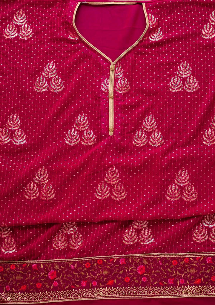 Rani Pink Sequins Georgette Designer Semi-Stitched Salwar Suit - koskii