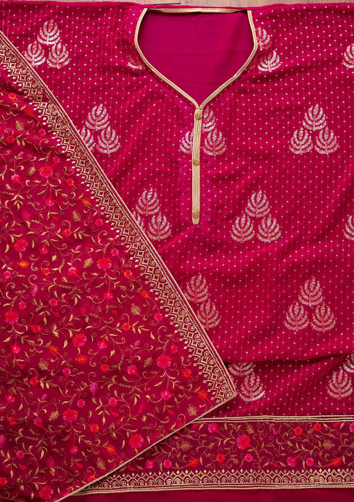 Rani Pink Sequins Georgette Designer Semi-Stitched Salwar Suit - koskii