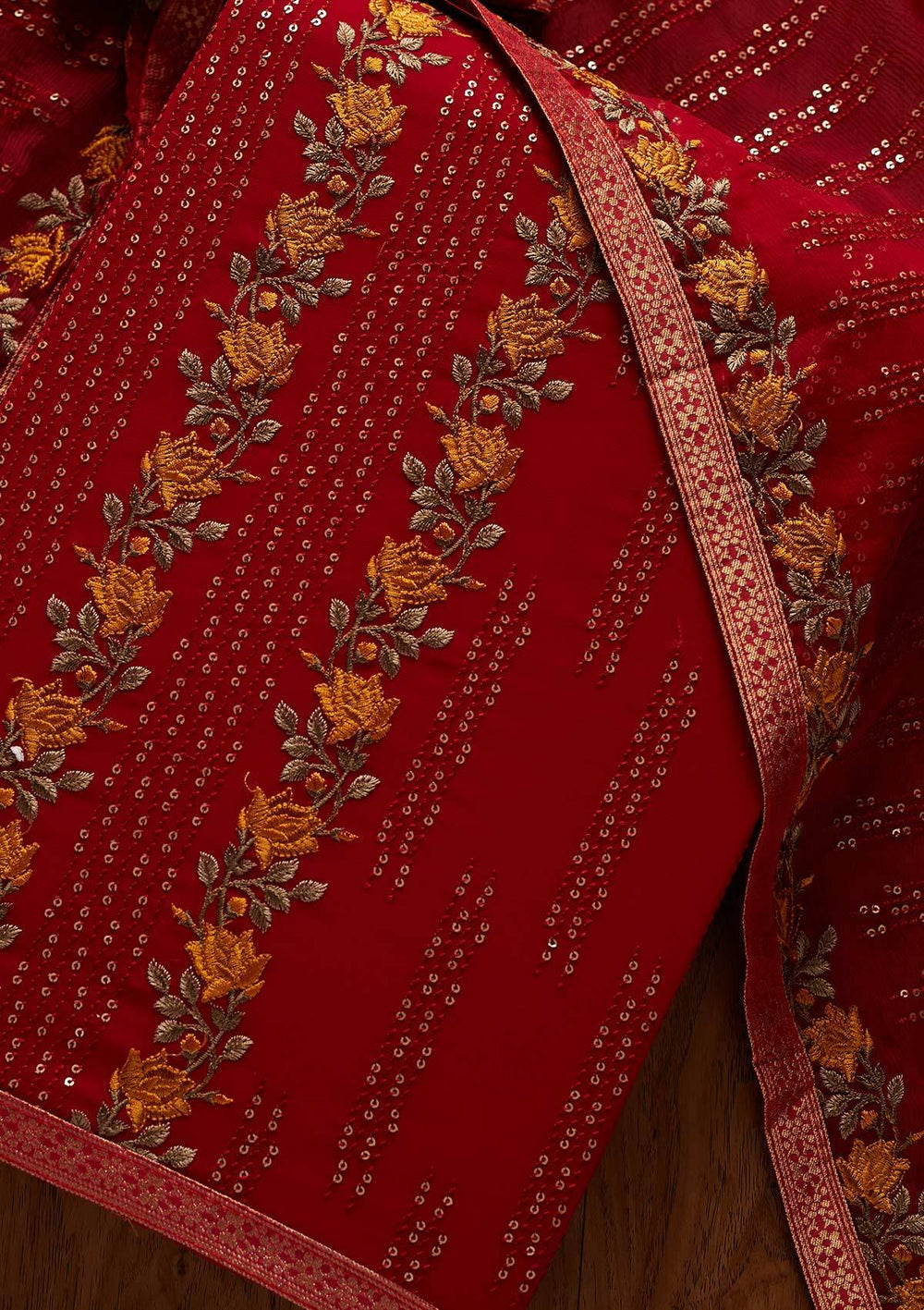 Rani Pink Sequins Georgette Designer Unstitched Salwar Suit - koskii