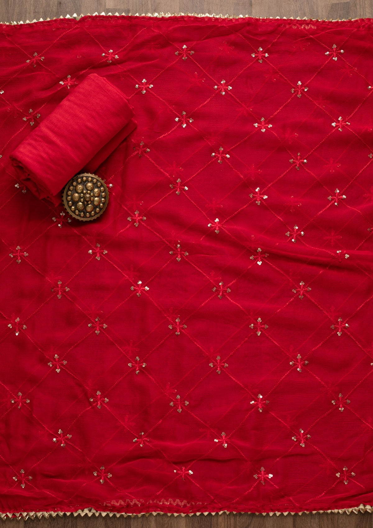 Rani Pink Sequins Georgette Unstitched Salwar Suit-Koskii