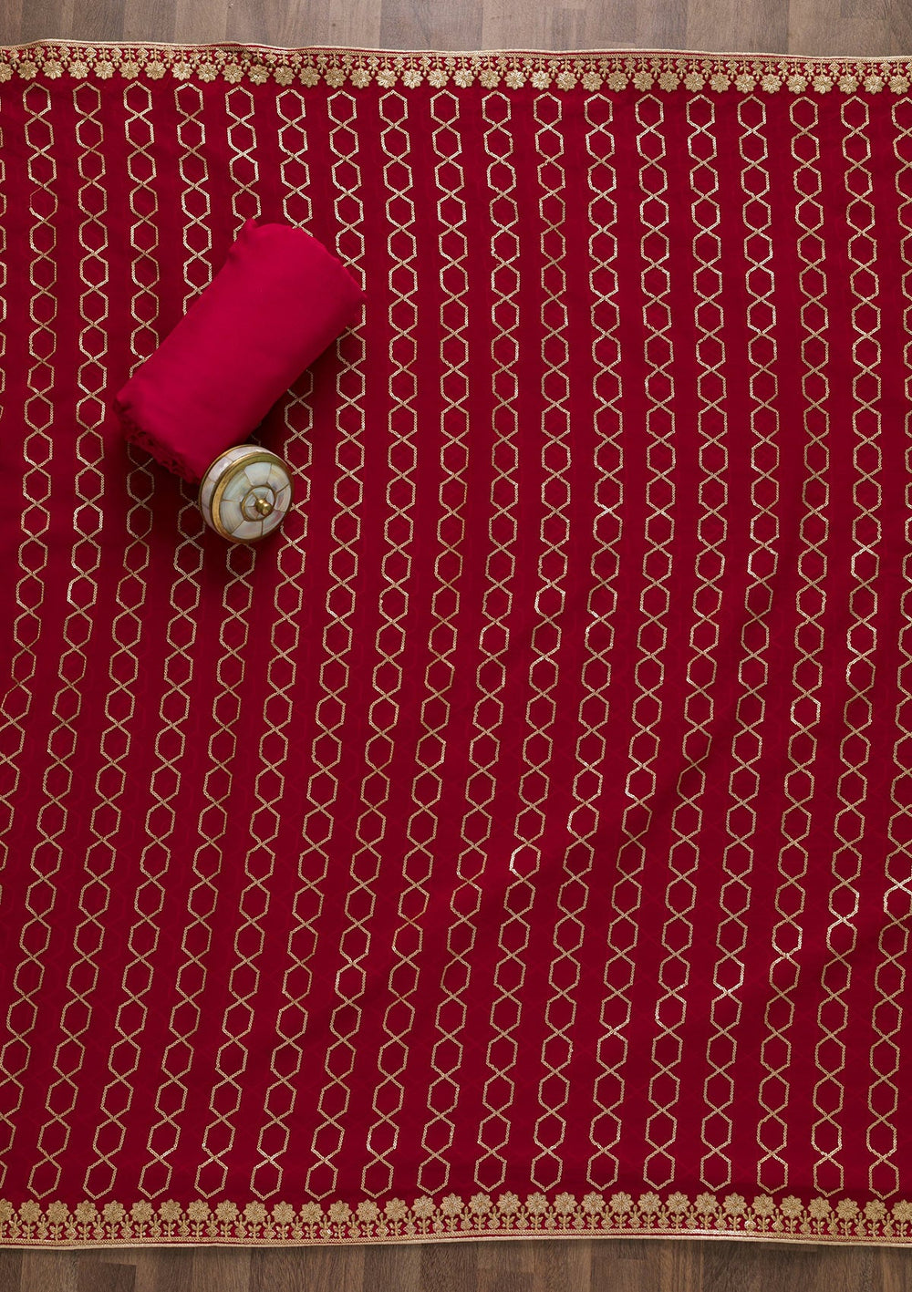 Rani Pink Sequins Georgette Unstitched Salwar Suit-Koskii