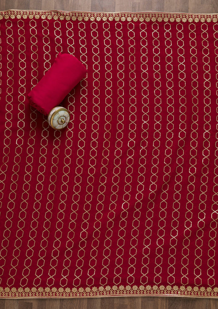 Rani Pink Sequins Georgette Unstitched Salwar Suit-Koskii