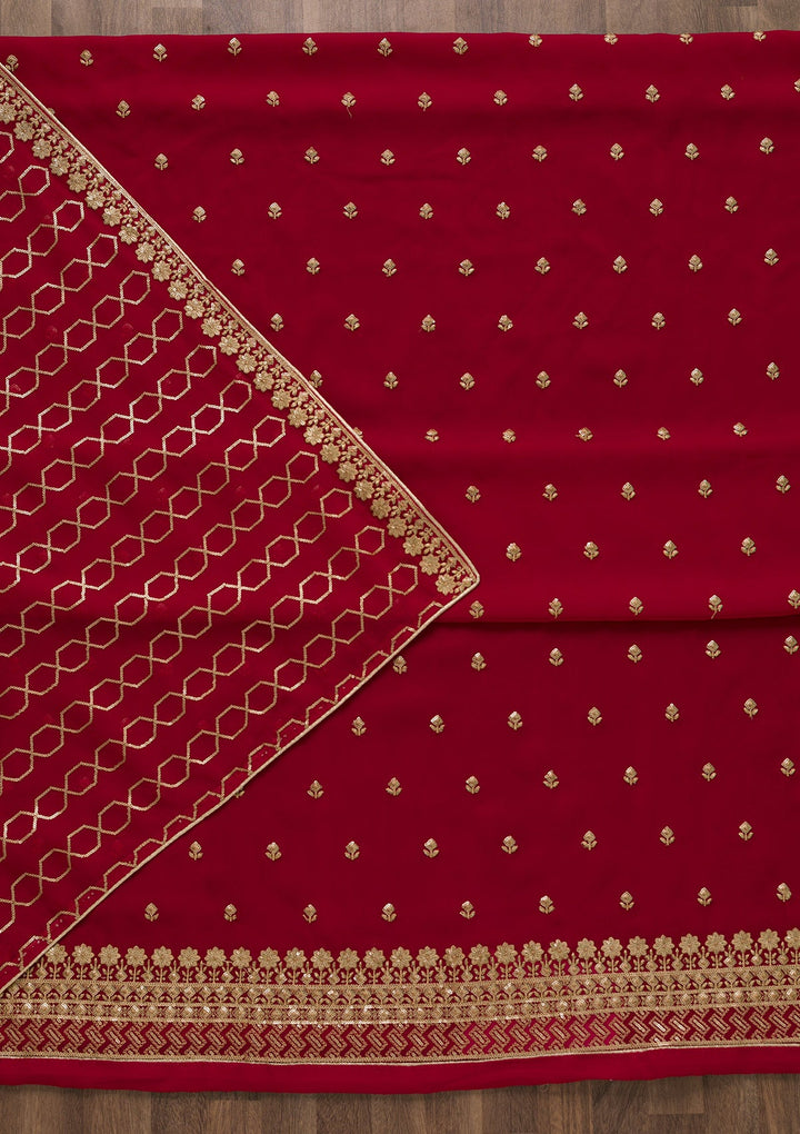 Rani Pink Sequins Georgette Unstitched Salwar Suit-Koskii