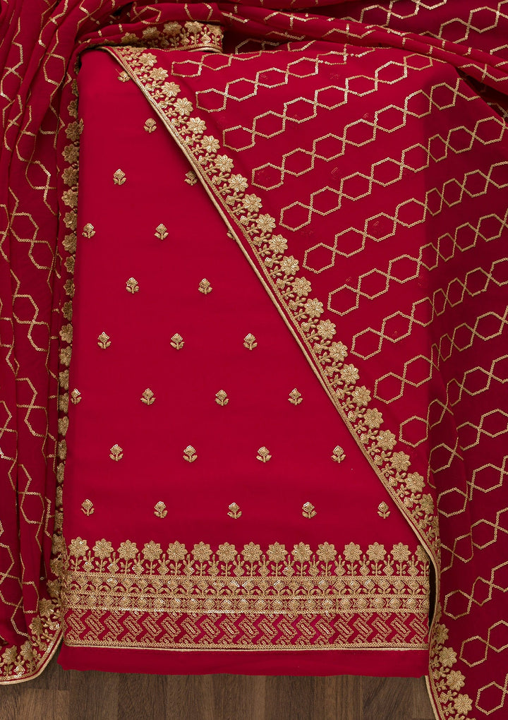 Rani Pink Sequins Georgette Unstitched Salwar Suit-Koskii