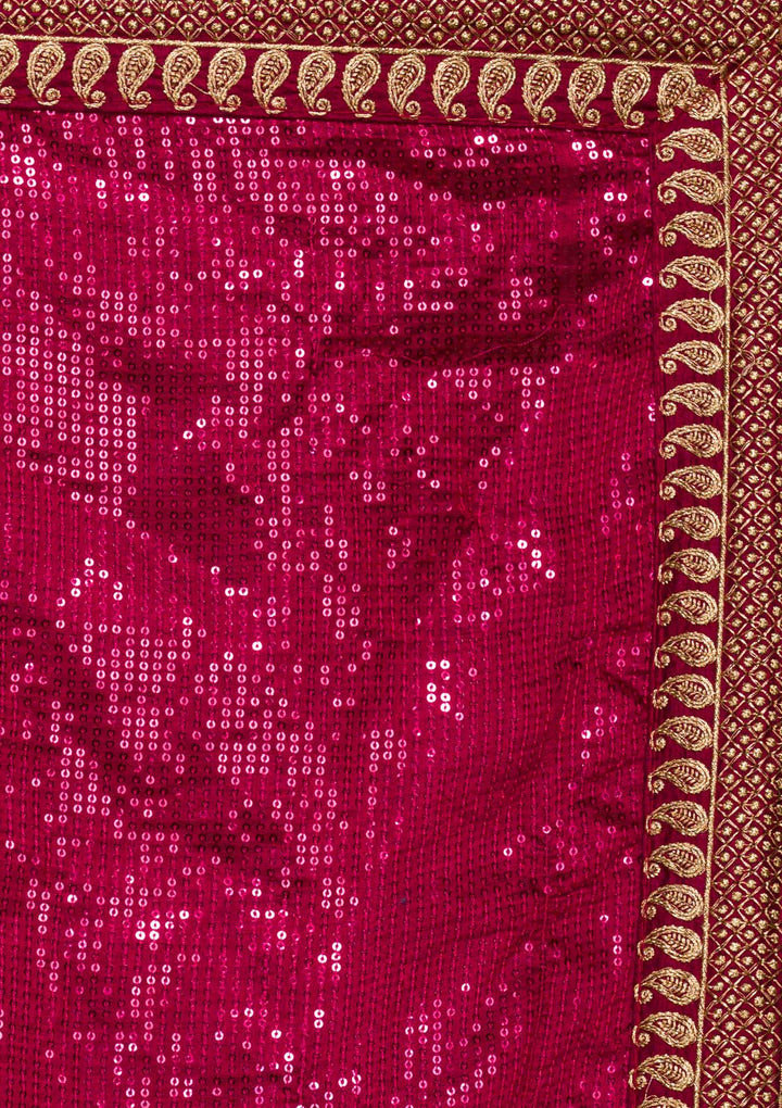 Rani Pink Sequins Georgette Designer Saree-Koskii