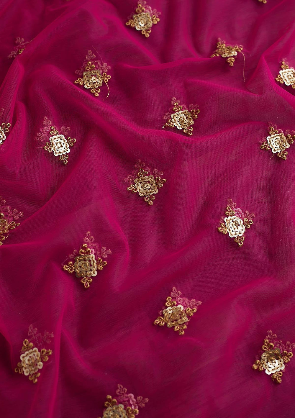 Rani Pink Sequins Net Readymade Dupatta - Koskii