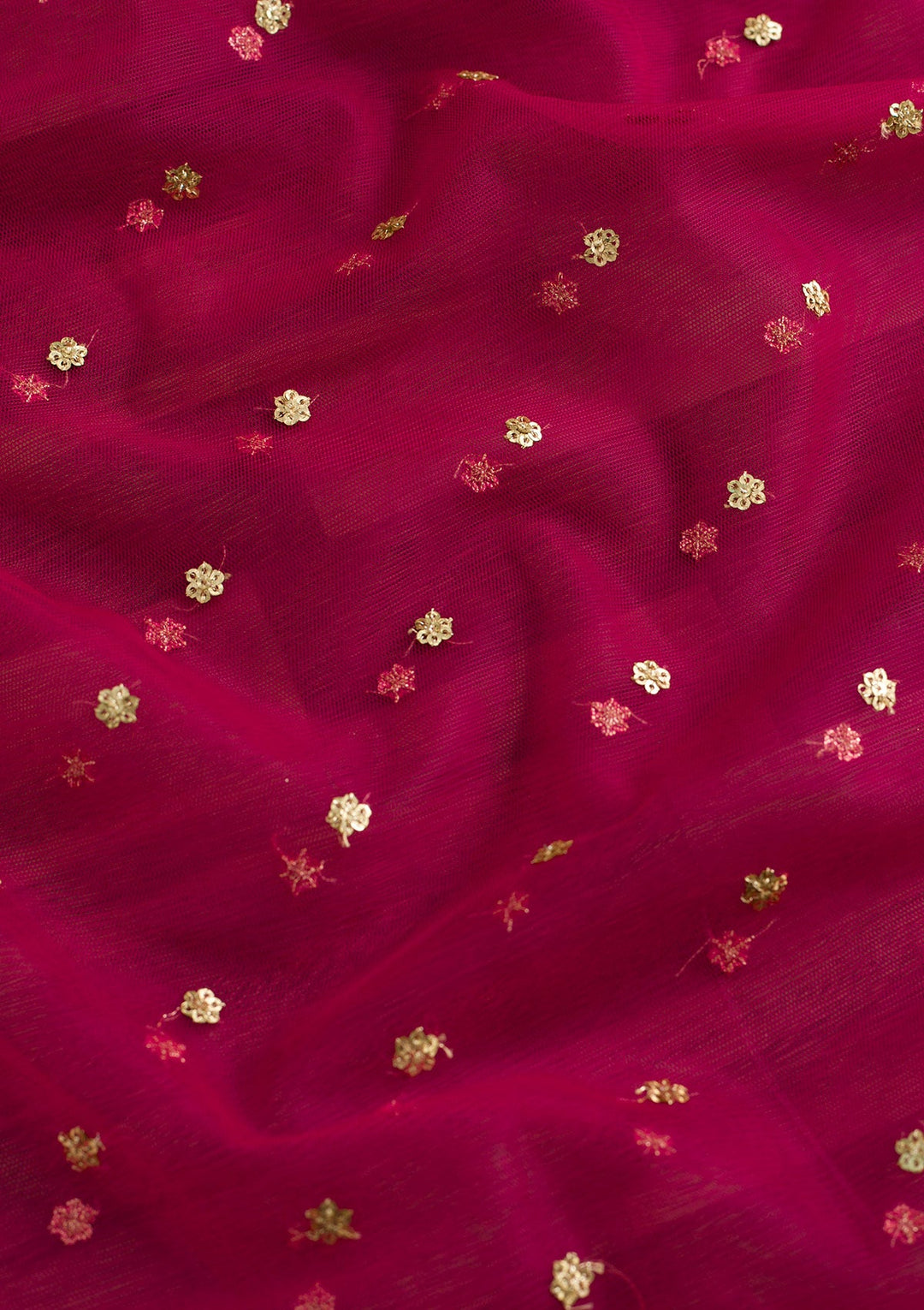 Rani Pink Sequins Net Dupatta-Koskii