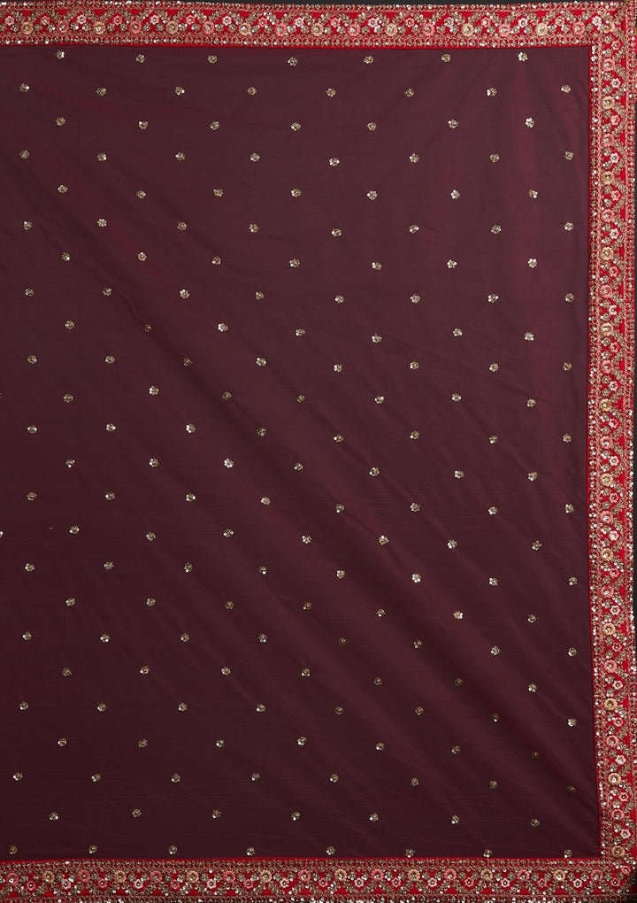 Rani Pink Sequins Raw Silk Designer Lehenga - koskii