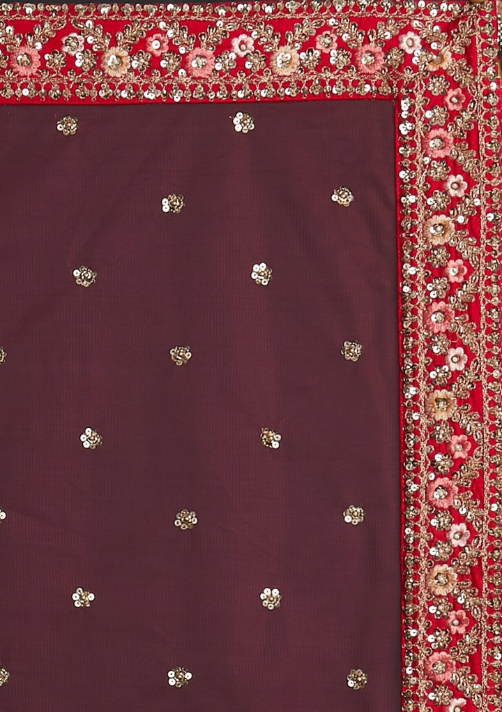 Rani Pink Sequins Raw Silk Designer Lehenga - koskii