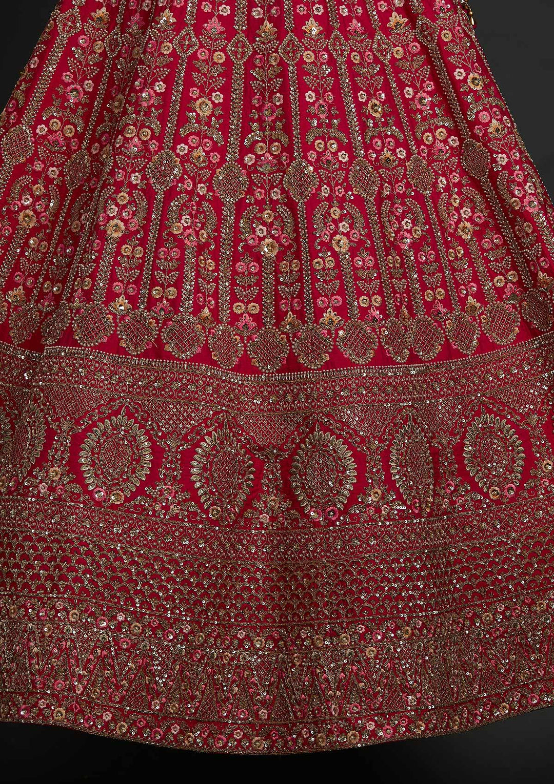 Rani Pink Sequins Raw Silk Designer Lehenga - koskii