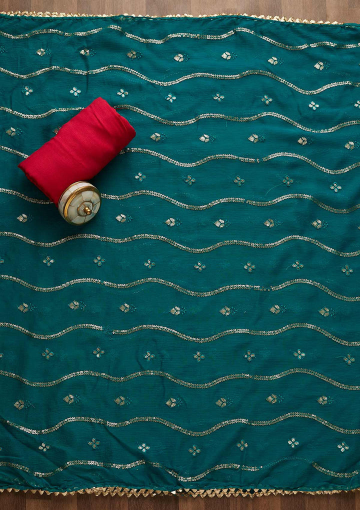 Rani Pink Sequins Semi Crepe Unstitched Salwar Suit-Koskii