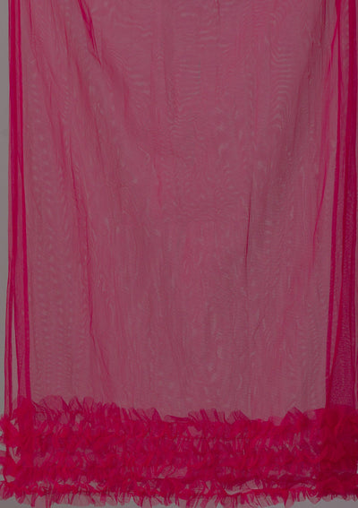 Rani Pink Silver Stonework Net Designer Lehenga-Koskii