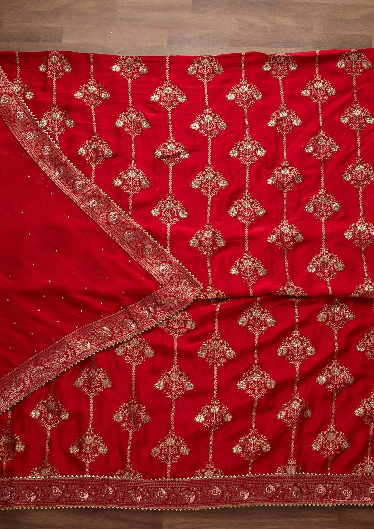 Rani Pink Stonework Chanderi Designer Unstitched Salwar Suit - Koskii