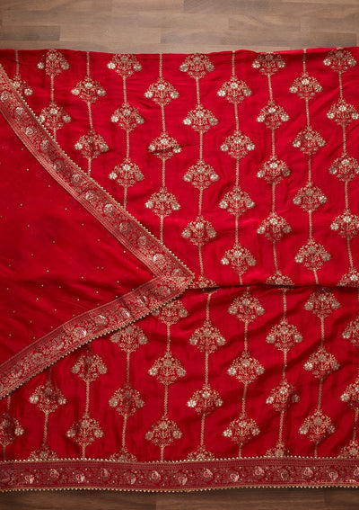 Rani Pink Stonework Chanderi Designer Unstitched Salwar Suit - Koskii