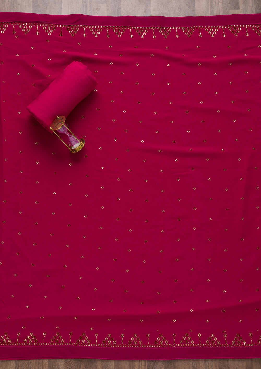 Rani Pink Stonework Georgette Semi-Stitched Salwar Suit-Koskii