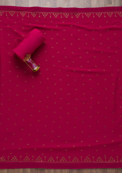 Rani Pink Stonework Georgette Semi-Stitched Salwar Suit-Koskii