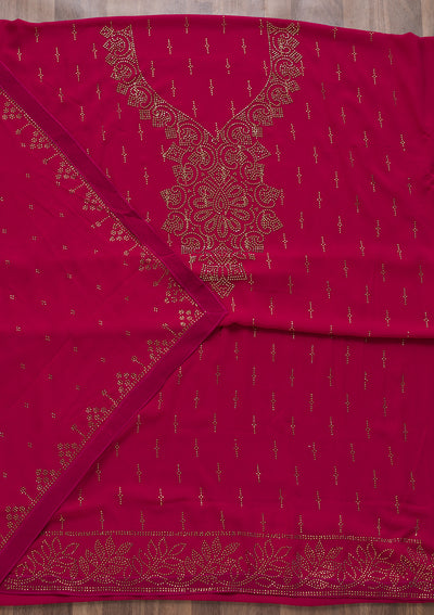 Rani Pink Stonework Georgette Semi-Stitched Salwar Suit-Koskii