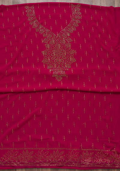 Rani Pink Stonework Georgette Semi-Stitched Salwar Suit-Koskii