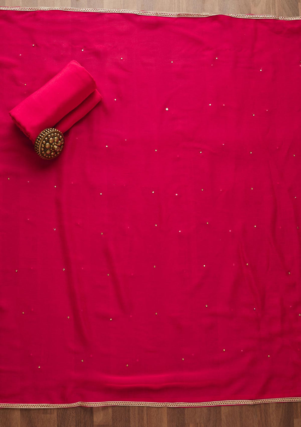 Rani Pink Stonework Georgette Unstitched Salwar Suit-Koskii