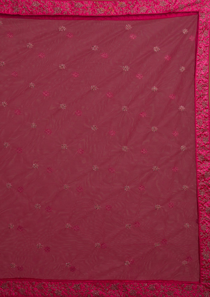 Rani Pink Stonework Net Designer Lehenga-Koskii