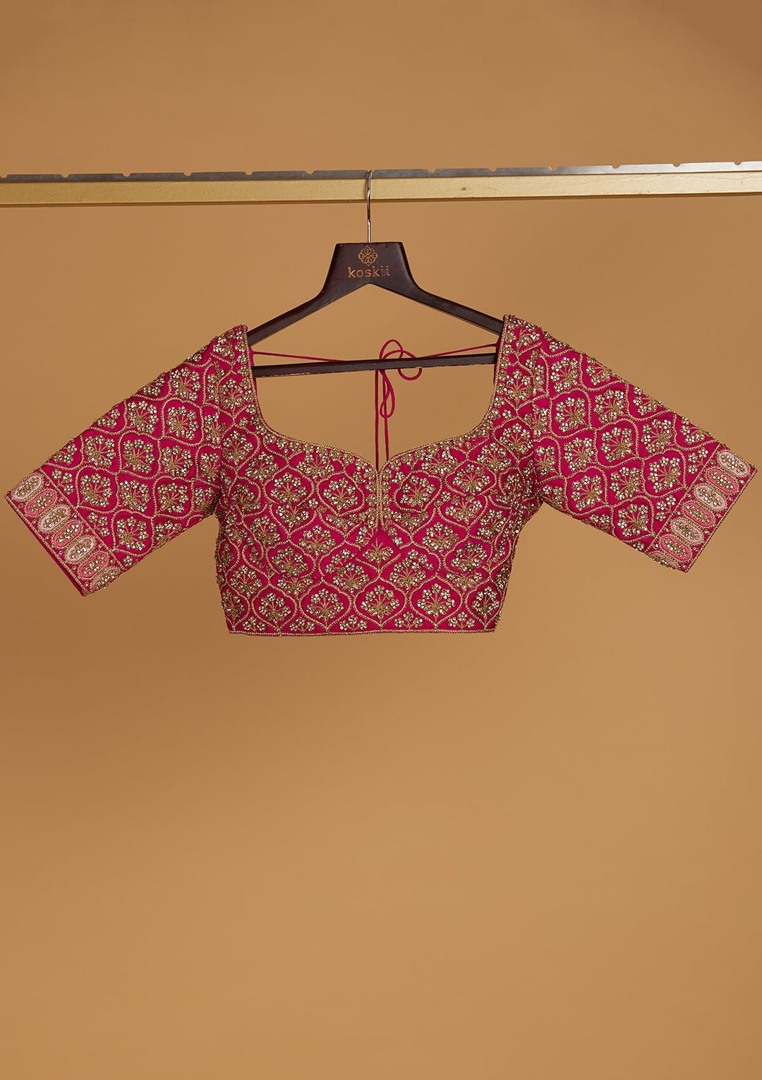 Rani Pink Stonework Raw Silk Designer Readymade Lehenga - Koskii
