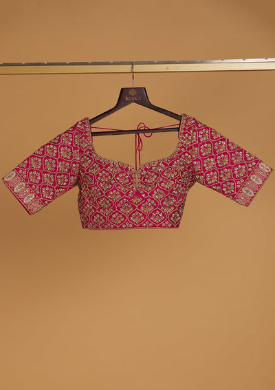 Rani Pink Stonework Raw Silk Designer Readymade Lehenga - Koskii