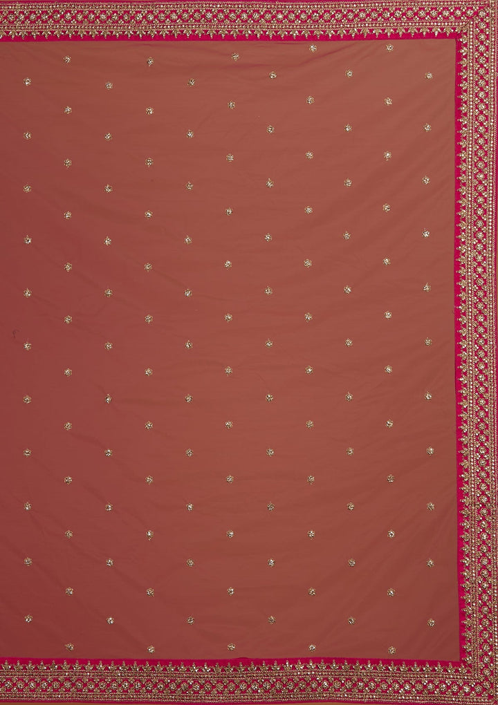 Rani Pink Stonework Raw Silk Designer Readymade Lehenga - Koskii