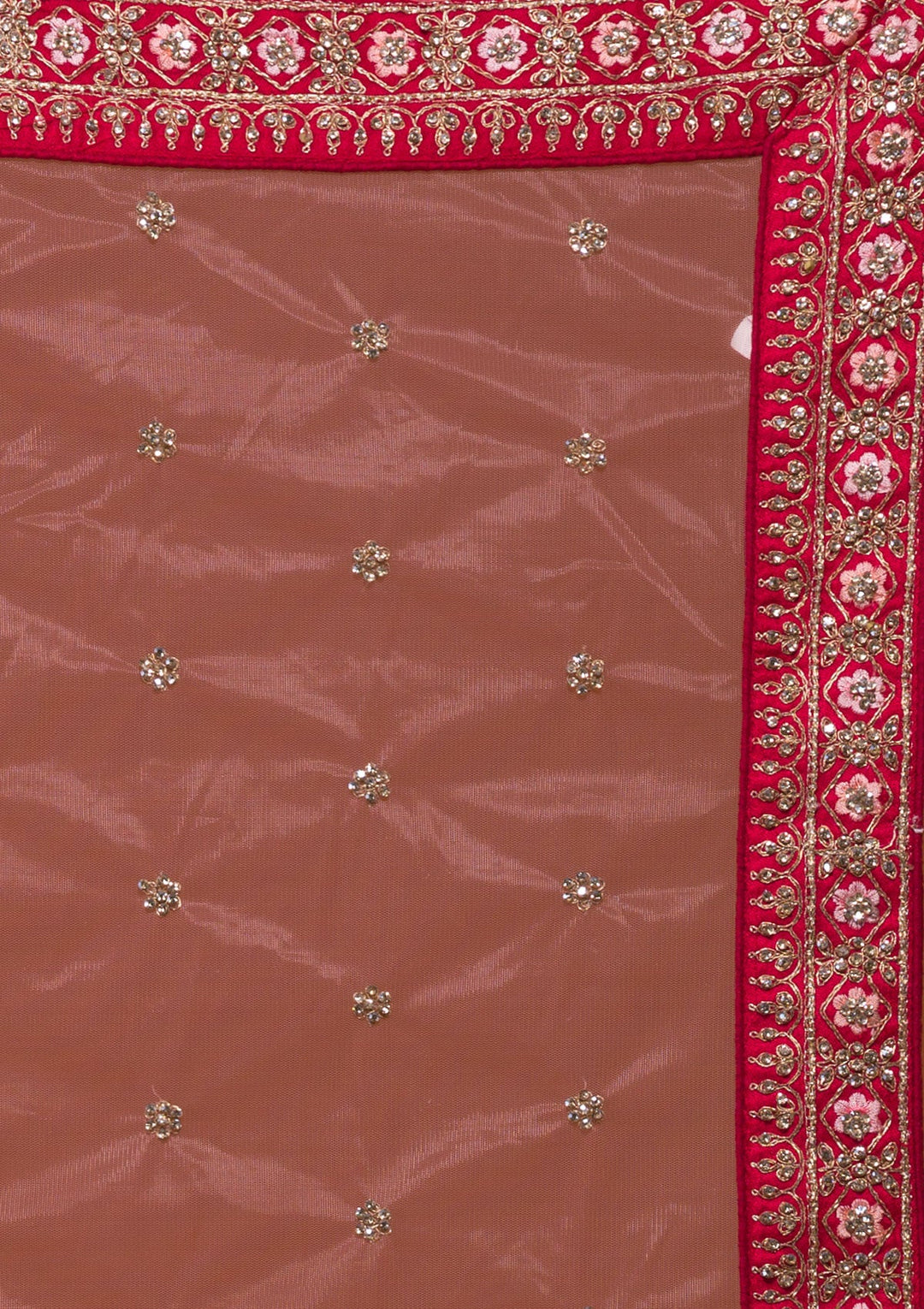 Rani Pink Stonework Raw Silk Designer Lehenga-Koskii