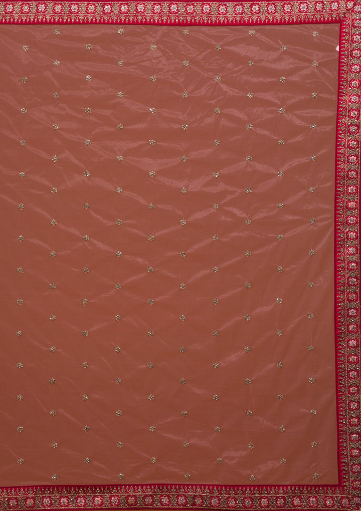 Rani Pink Stonework Raw Silk Designer Lehenga-Koskii