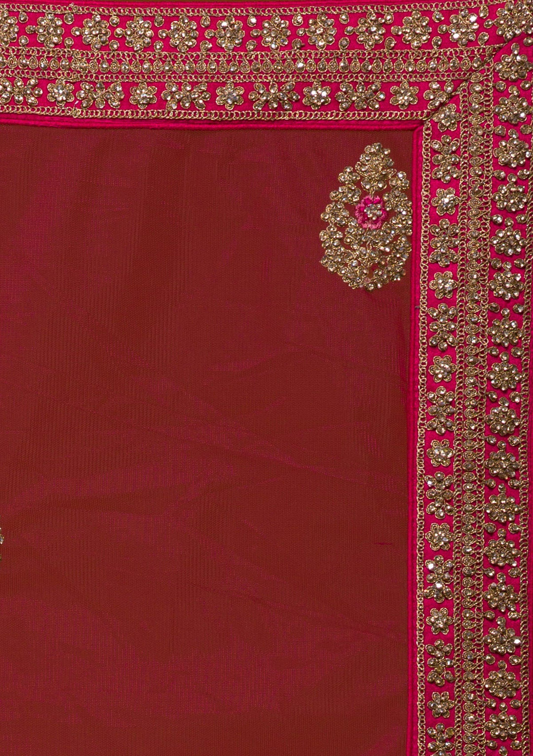 Rani Pink Stonework Raw Silk Designer Lehenga-Koskii