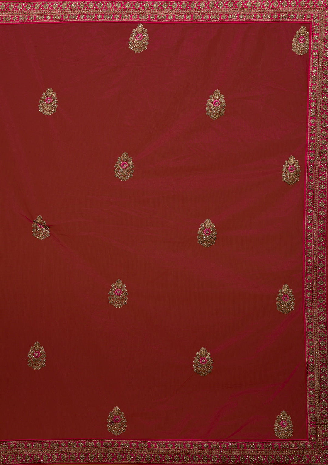 Rani Pink Stonework Raw Silk Designer Lehenga-Koskii